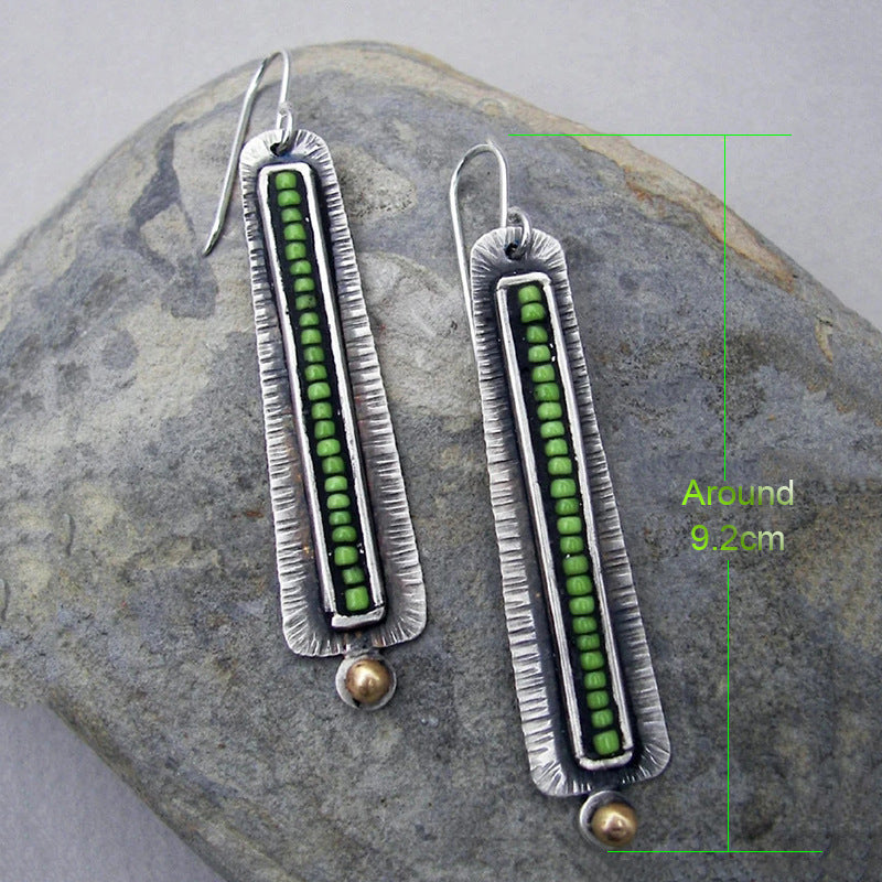 Wholesale Beaded Pendant Vintage Metal Earrings